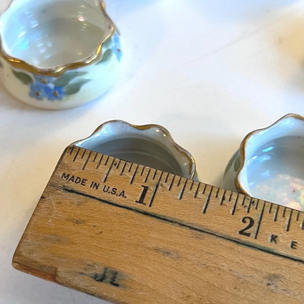 Antique O&EG Royal Austria Open Salts Set 6 Oscar Edgar Gutherz Floral Gold